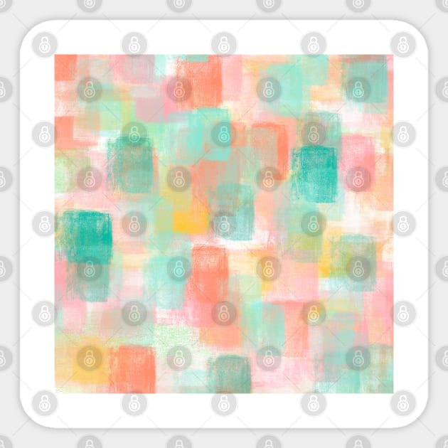 Chalk Block Background Design in Coral, Pink , Mint and Yellow Sticker by PurposelyDesigned